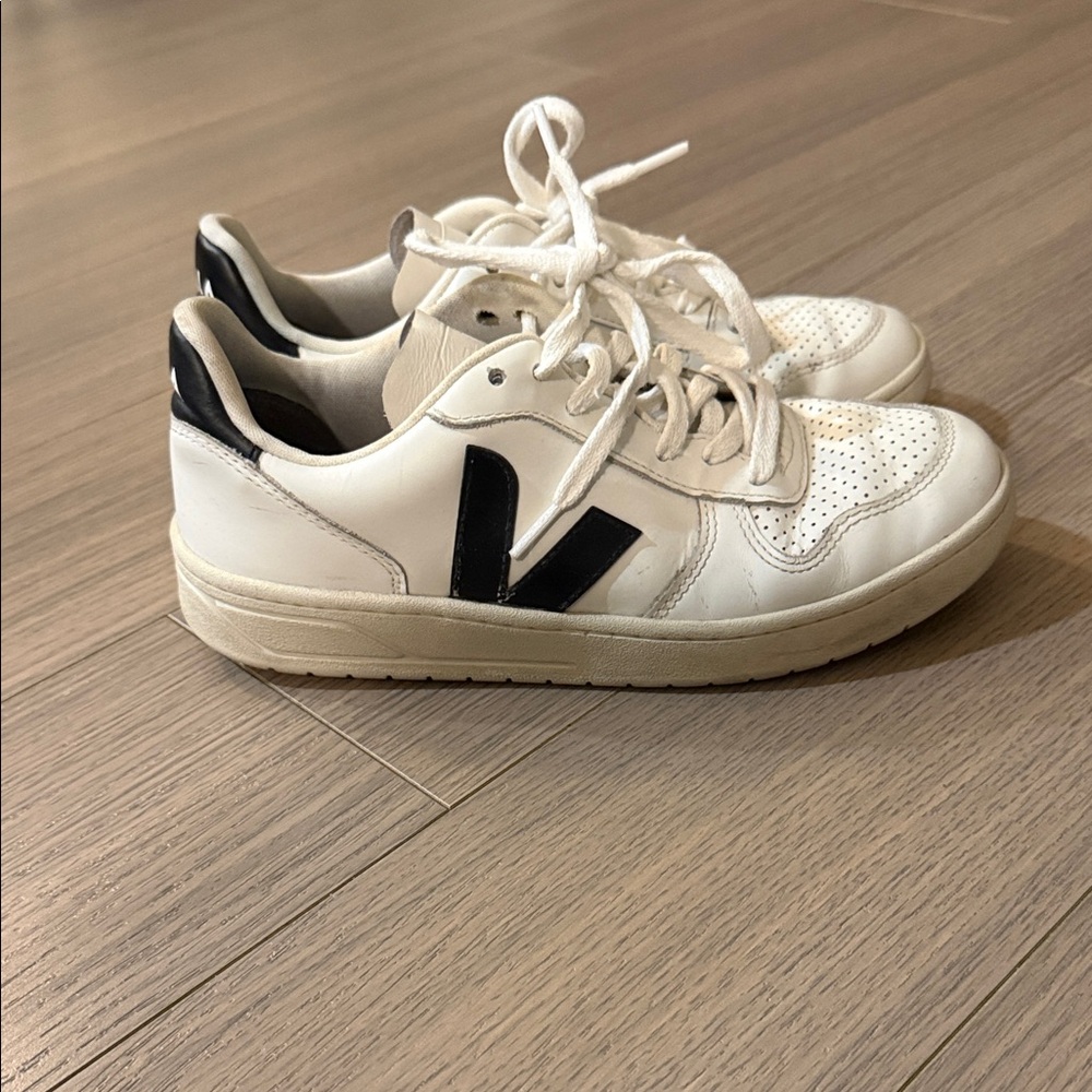 Veja White Sneakers with Black Logo